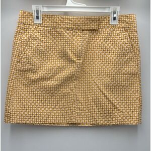 J.Crew Womens Yellow Geometric Print Mini Skirt Size 8 Cotton Casual